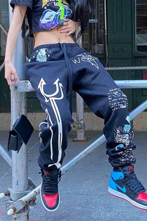 Fashion Casual Cartoon Print Sportswear Trousers