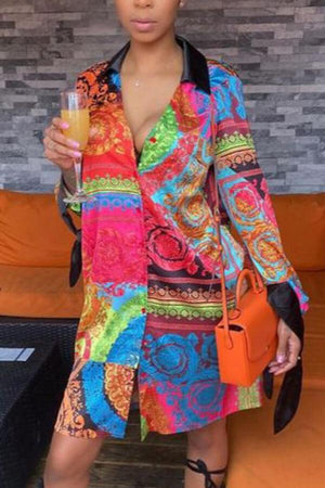 Fashion Casual Bohemian Style Shirt Dress