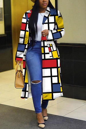 Fashion Casual Plaid Print Patchwork Coats