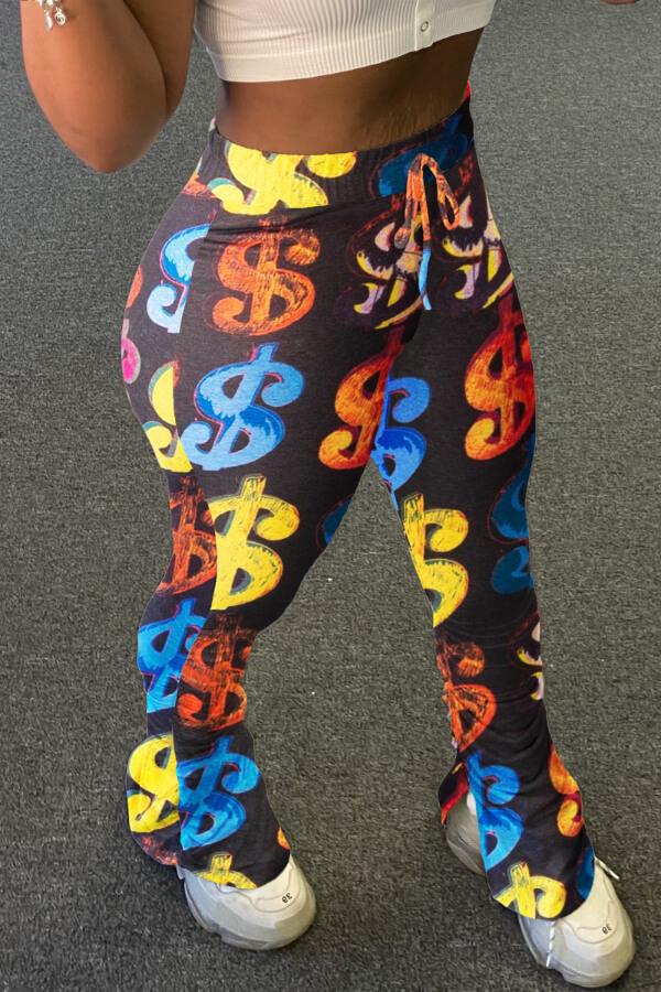 Fashion Casual Cartoon Print Regular Trousers