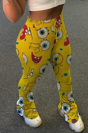 Fashion Casual Cartoon Print Regular Trousers