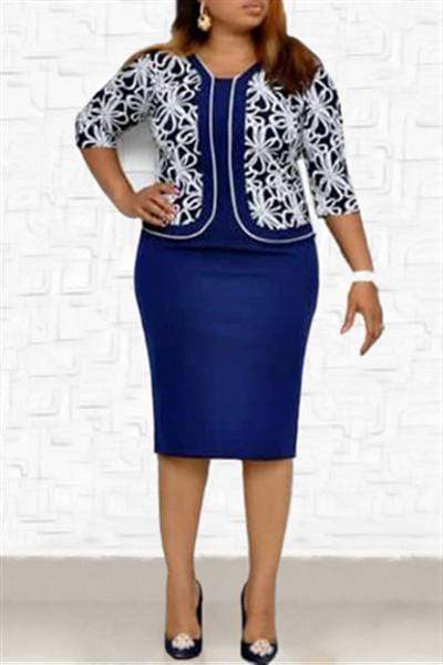 Half Sleeve Patchwork Office Lady Dress