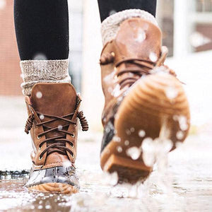 Women Waterproof Lace Up Duck Boots