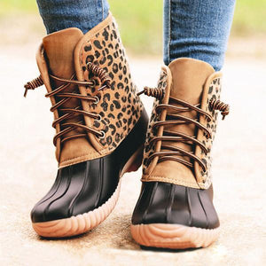 Women Waterproof Lace Up Duck Boots