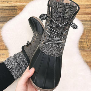 Women Waterproof Lace Up Duck Boots