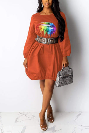 Fashion Lantern Sleeve Dress