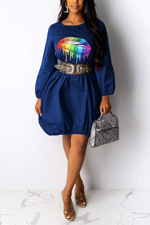 Fashion Lantern Sleeve Dress