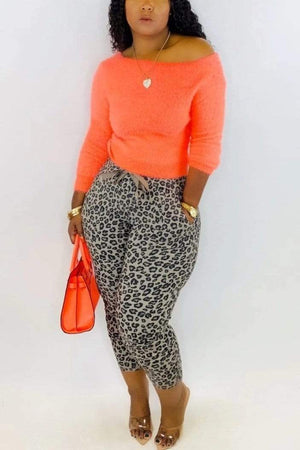 Casual Leopard Print Pants Set