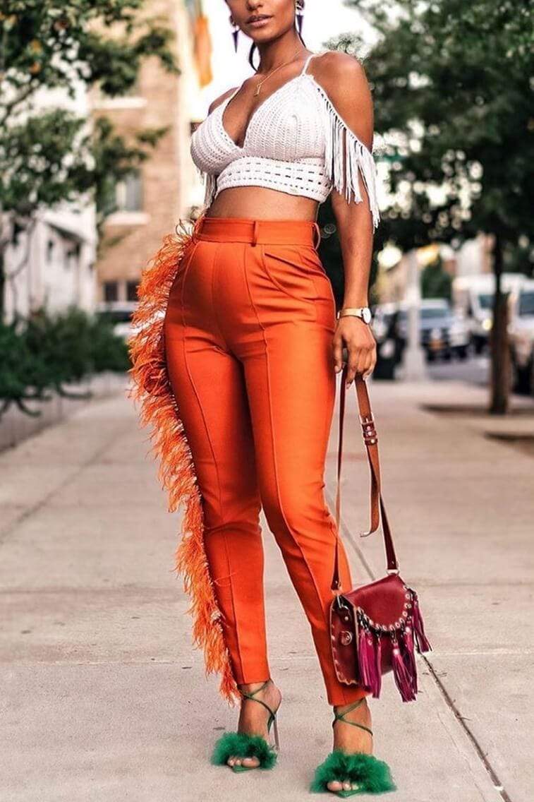 Fashion Tassel High Waist Trousers (only pants)