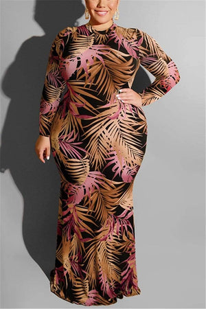 Tight Sexy Leaf Print Dress