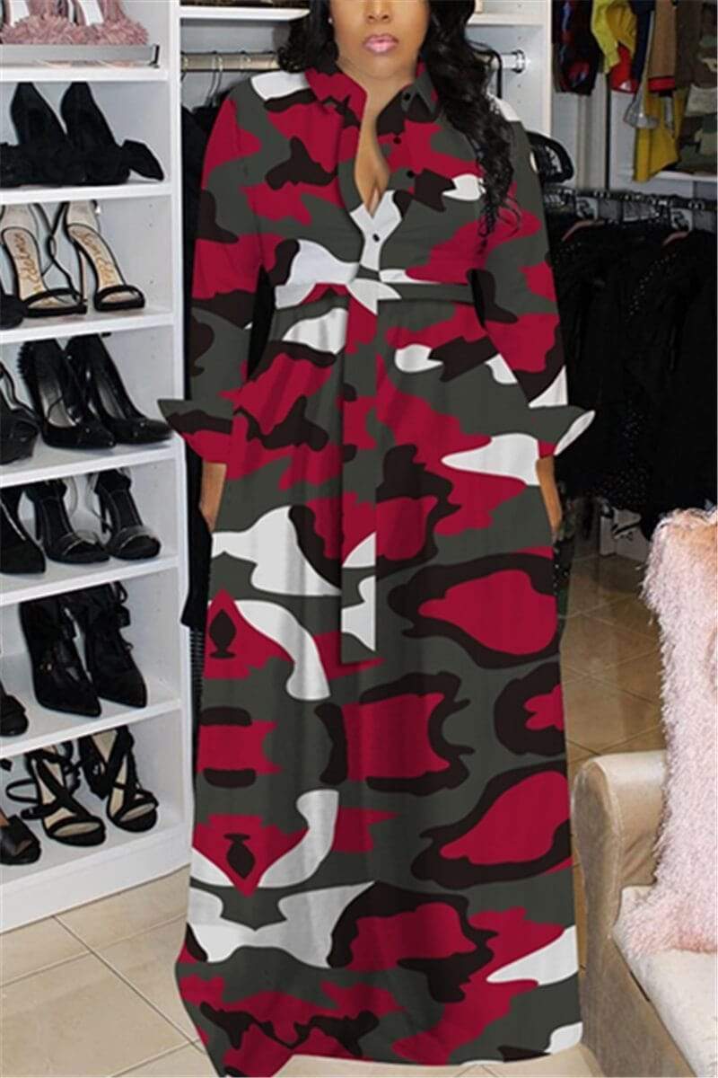 Fashion Print Large Swing Long Dress