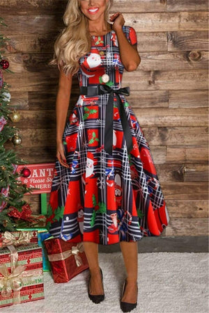 Christmas Sock Print Swing Dress