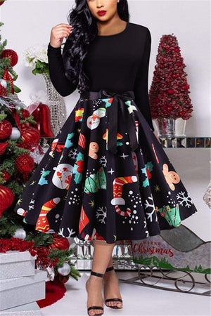 Fashion Vintage Printed Swing Dress