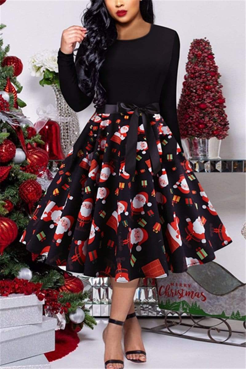 Fashion Vintage Printed Swing Dress