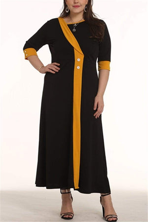 Plus Size Half Sleeve Button Dress