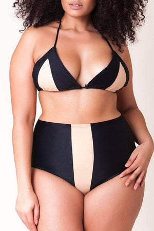 Sexy Plus Size Colorblock Swimsuit