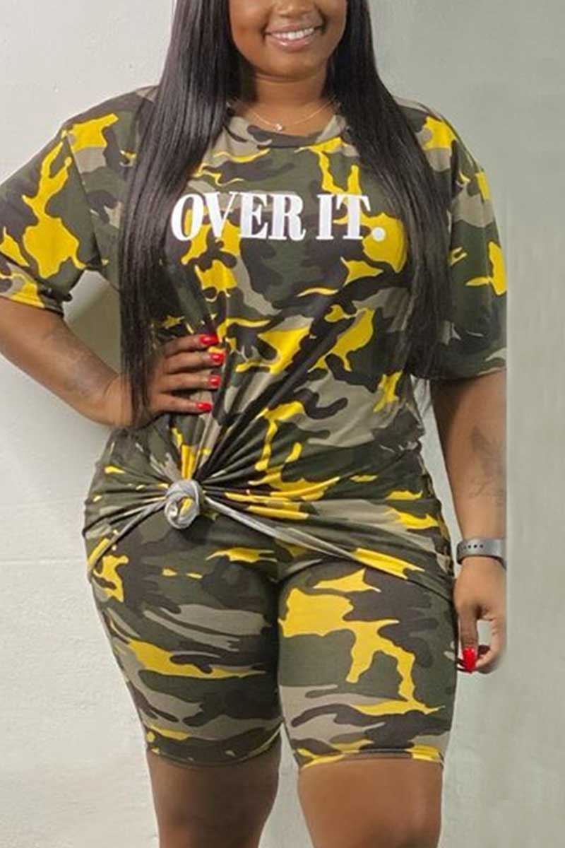 Fashion Camouflage Plus Size Set