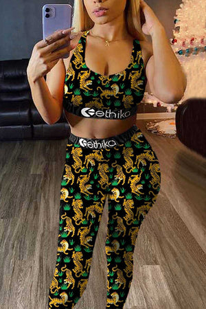 Fashion Casual Letter Print Two Piece