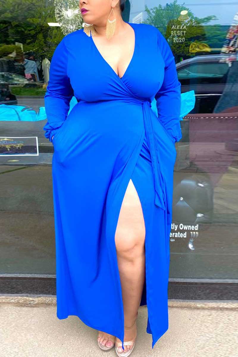 Fashion Sexy V Neck Plus Size Dress