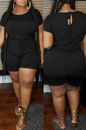 Casual Solid Color Plus Size Romper