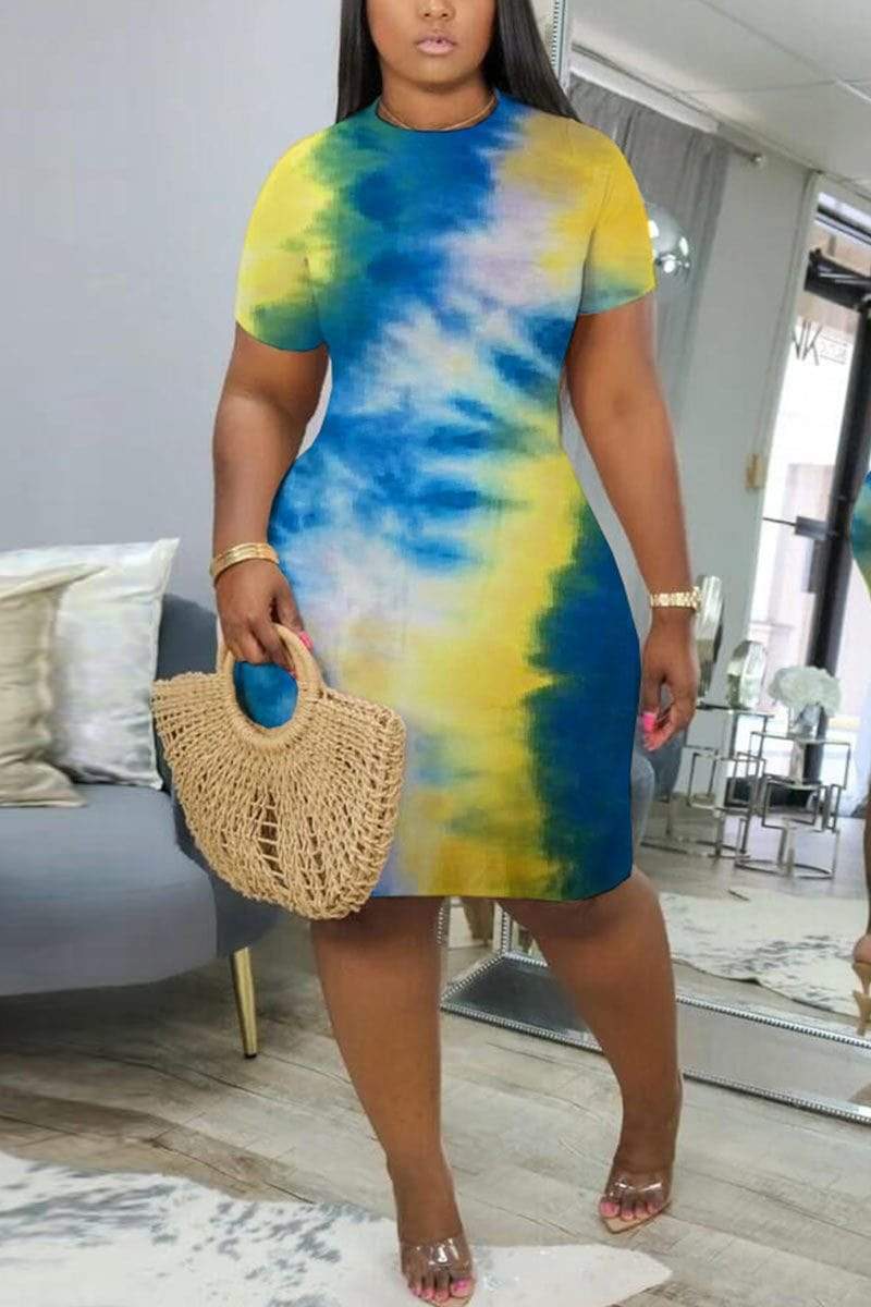 Fashion Print Tie Dye Dresses