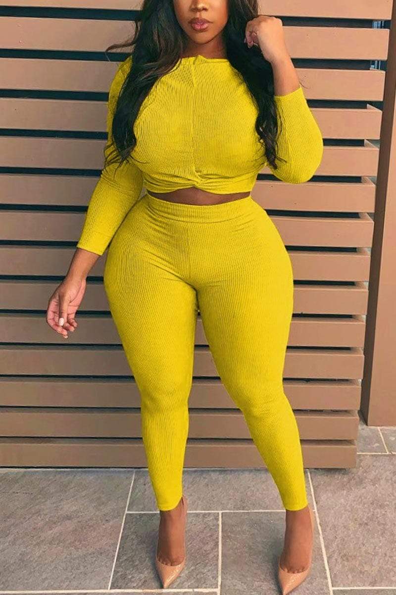 Fashion Plus Size Solid Color Set