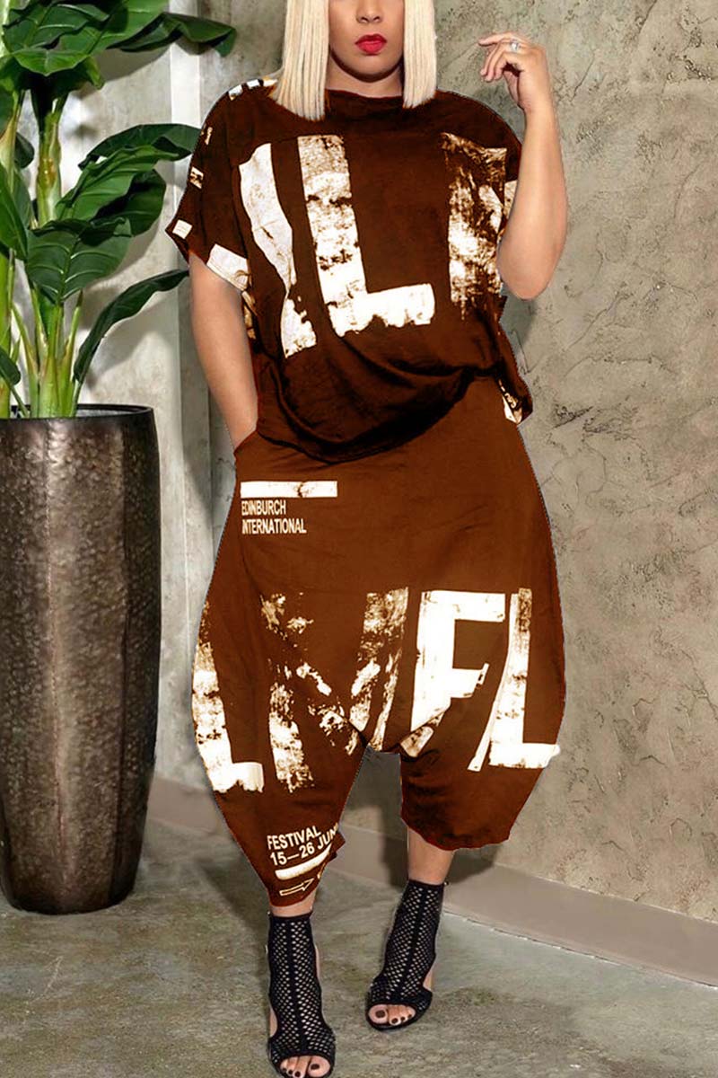 Fashion Plus Size Letter Print Set