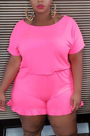 Casual Solid Color Plus Size Romper