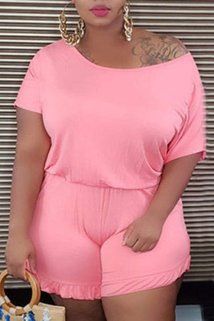 Casual Solid Color Plus Size Romper