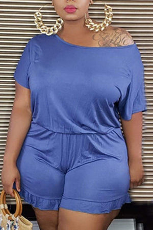 Casual Solid Color Plus Size Romper