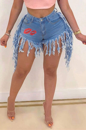 Fashion Sexy Tassel Print Shorts