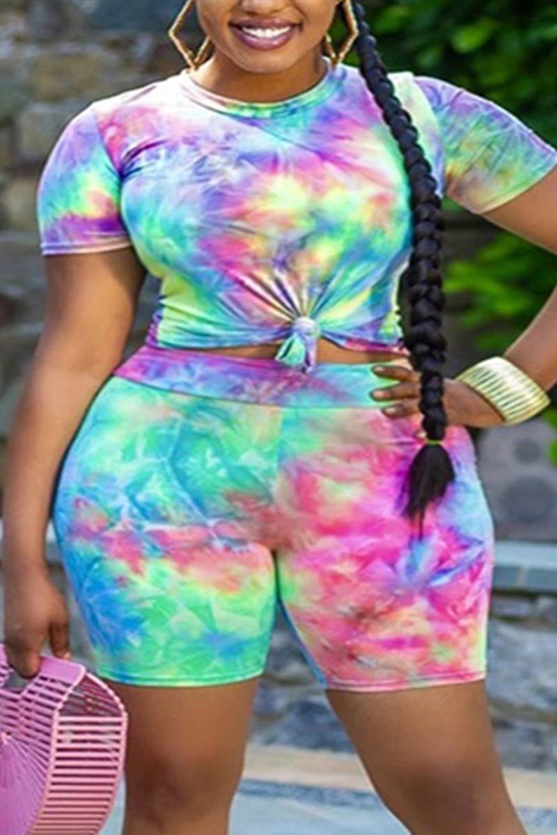 Fashion Plus Size Short Sleeve Print Set