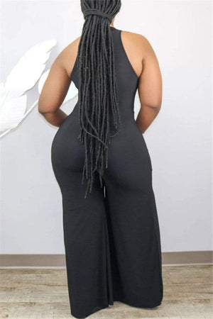 Sexy Deep V Mesh Spliced Jumpsuit