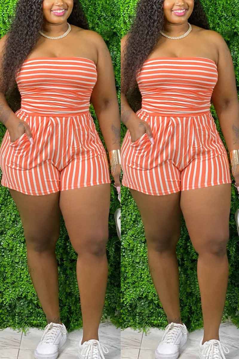 Sexy Off The Shoulder Striped Print Romper