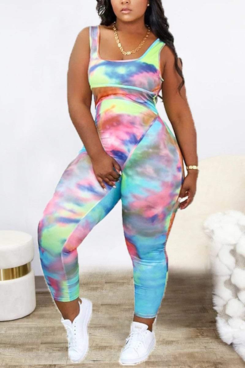 Fashion Sexy U Neck Print Jumpsuits