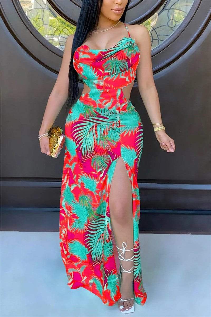 Sexy Off The Shoulder Print Beach Dress