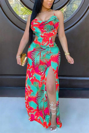 Sexy Off The Shoulder Print Beach Dress