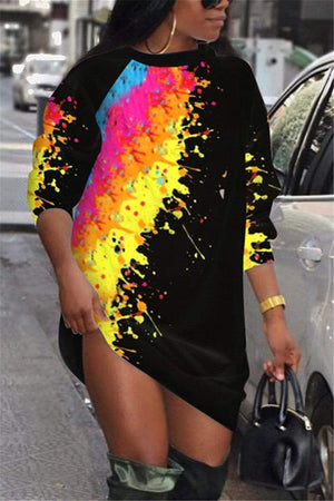 Fashion Splash Ink Print T-shirt Dress