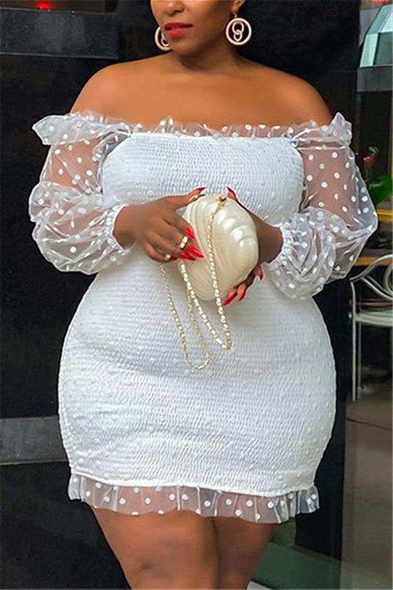 Sexy Lace Off The Shoulder Plus Size Dress