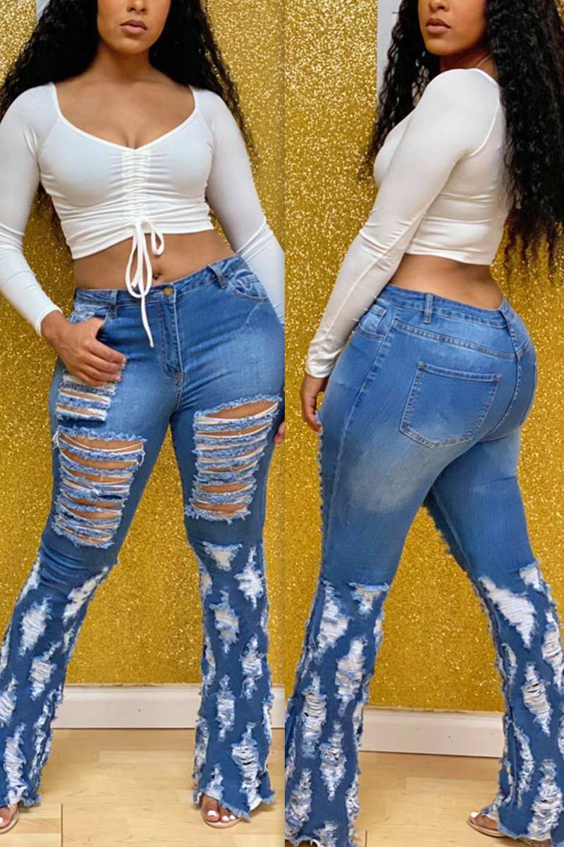 Fashion Skinny Broken Hole Jeans