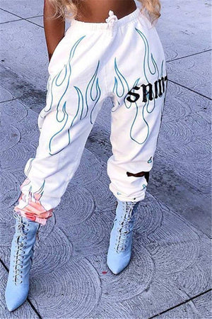 Fashion Casual Regular Print Trousers