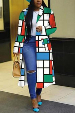 Fashion Casual Plaid Print Patchwork Coats