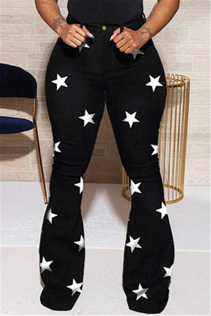 Fashion Casual Stars Print Trousers