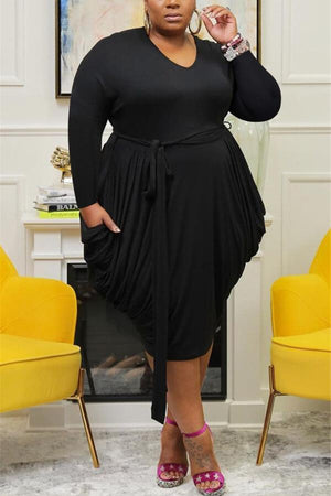 Fashion Casual Solid Color Plus Size Dress