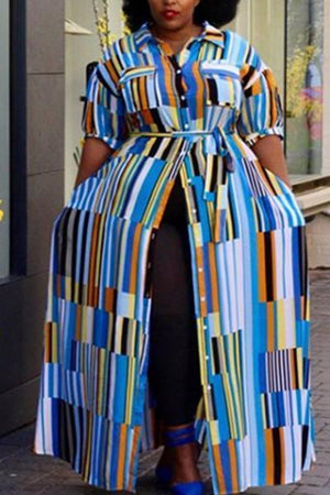 Multicolor Striped Bohemian Maxi Dress