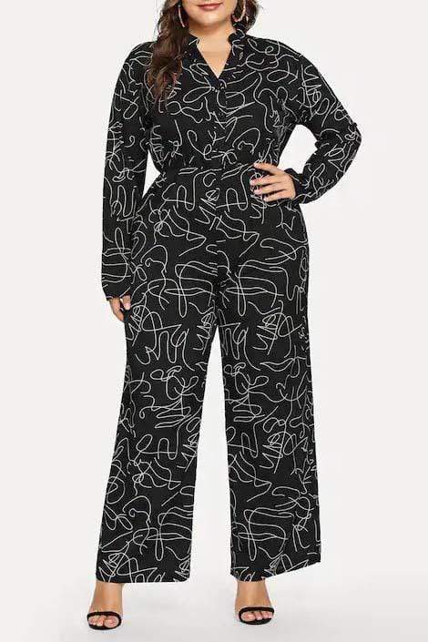 Plus Size Fashion Printed Jumpsuit