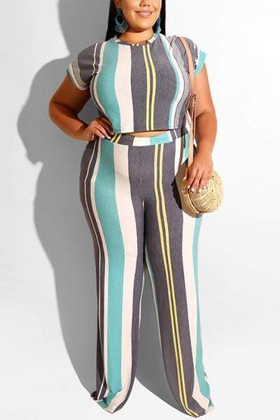 Printed Striped Two-piece Set