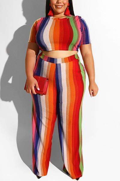 Printed Striped Two-piece Set