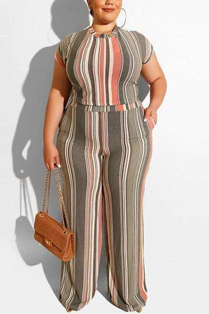 Printed Striped Two-piece Set