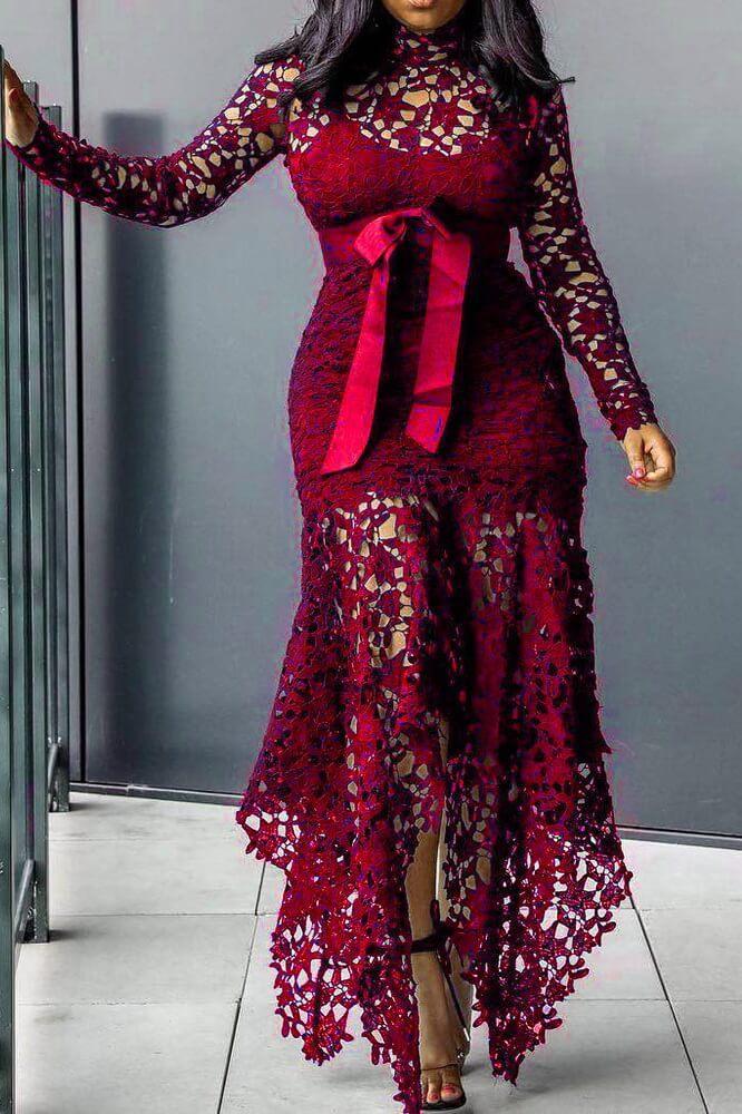 Sexy Lace Hollow Out Plus Size Dress